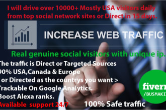 drive in more than 1000 visitors daily from top social media networks