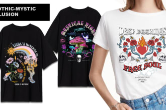 create trendy gothic, mystic, illusion t shirt design