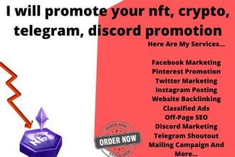 promote your nft, crypto, telegram, discord promotion