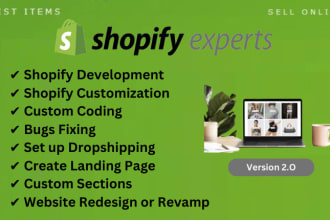 do shopify development, custom coding, bugs fixing and website redesign