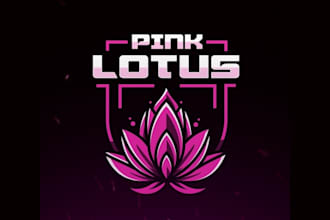design female gaming team pink lotus logo in 1 day