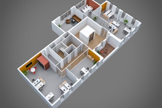 make isometric 3d floor plan rendering