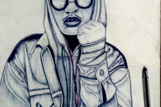 draw a realistic pencil sketch or potrait drawing by hand