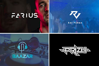 dj music logo, singer, producer, band, typography, party,event design