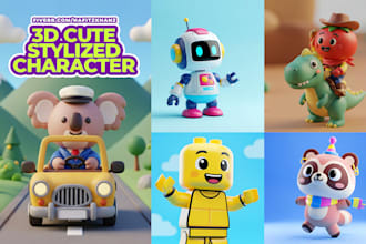 design stylized cute cartoon 3d characters illustration