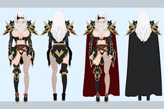 draw character sheet design, fantasy, anime and vtube chars