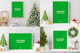 put your image, photo or logo into a christmas mockup