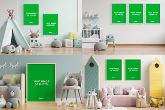 put your image, photo or logo into a kids room mockup