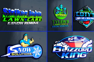 make snow removal lawn care and yard clean logo 12 hour
