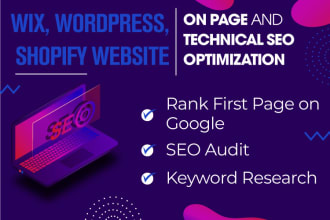 do onpage and off page SEO optimization of wix, wordpress, shopify website