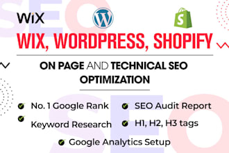 do advance shopify on page SEO optimization of wix, wordpress, webflow website