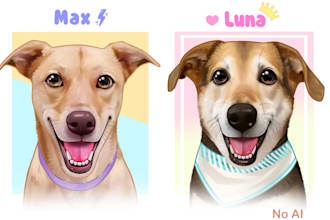 draw your dog or any pet portrait in cartoon disney style