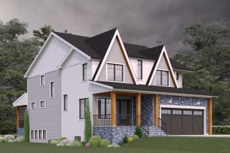 do realistic 3d rendering architecture of house exterior