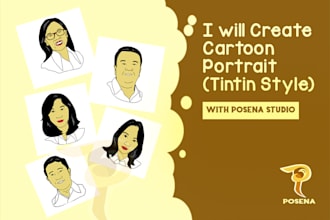 create cartoon portrait tintin style in one day service