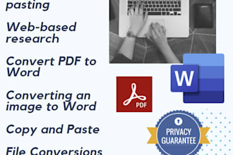 do any typing jobs, convert PDF to word, word to PDF and any file conversion