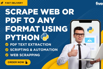 extract data from PDF website, create web scraper, develop python programs