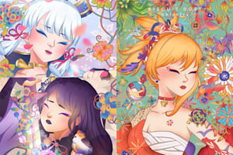 draw you portrait with floral details
