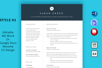 design cv, editing resume and cover letter in ms word google docs canva