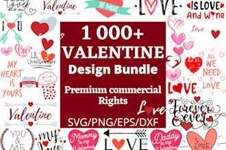 send romantic 1000designs for love, valentine, svg, png,