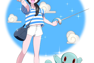draw you as pokemon and digimon trainer