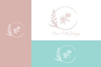 design custom hand drawn floral, botanical boho logo