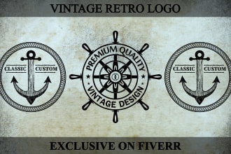 do classic antique retro style vintage brand logo design