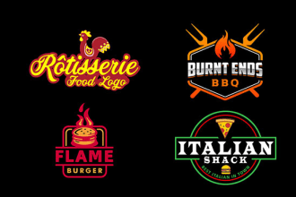 design food, restaurant, bbq, juice and coffee shop logo