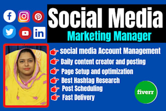 be your social media  marketing manager for your business
