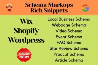 add schema markup, rich snippet and  structured data to shopify,wordpress,wix