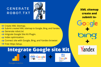 create and submit XML sitemap robot txt and integrate webmaster tool