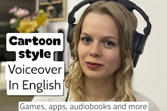 record cute cartoon style voiceover in english