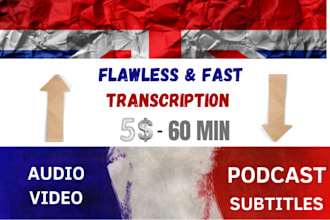 transcribe your audio in french or english
