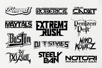 do music band brand custom dj hip hop rock and any text style business logo