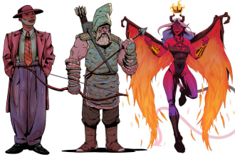 create a character design concept art for comic
