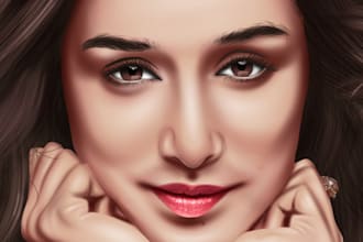 draw realistic cartoon portrait digital smudge art for you