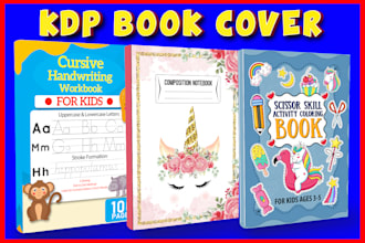 create gorgeous kids children coloring activity book cover design for KDP amazon