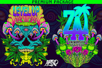 illutration trippy psychedelic for graphic t shirt design