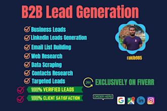 do b2b lead generation, web research web scraping data entry