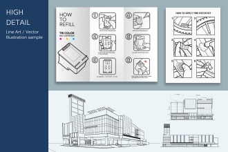 do technical and clean vector line illustrations