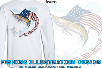 design an amazing fishing illustration