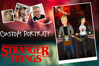 draw portrait in the style of the TV series very strange things