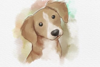 draw simple pet portrait of your dog, cat or any pet