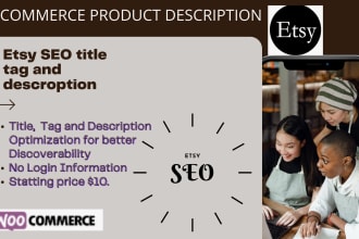 do etsy, web, title and description SEO to increase sales