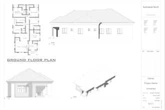 draw 2d  floor plan, section, elevation, roof plan
