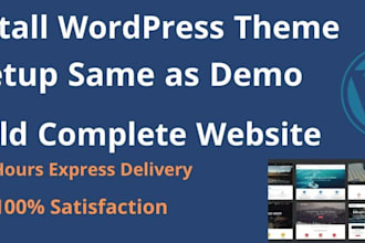 install wordpress theme and setup like demo