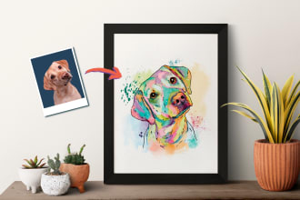 draw a rainbow watercolor portrait of your pet