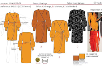 make fashion technical flat sketch and tech pack