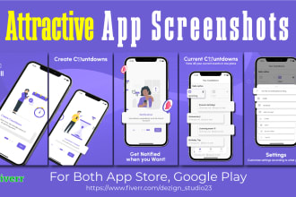 design play store feature graphic, ios app store screenshots