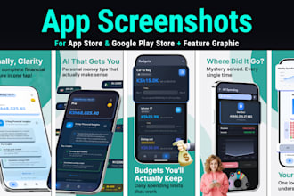 design play store feature graphic, ios app store screenshots
