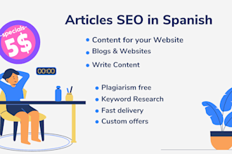 write 5 SEO articles in spanish
